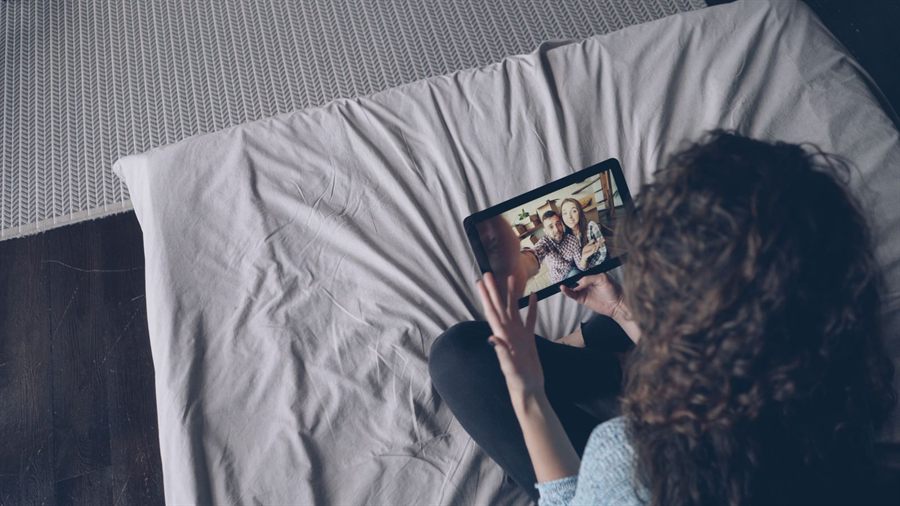 Woman reading on a tablet